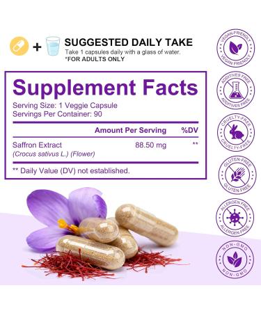 CCKULOOB Saffron capsules 90 pieces 885 mg Wild Saffron extract per capsule natural support for mood energy and eye health - Buy Online on GoSupps.com