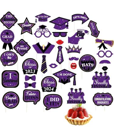Graduation Cake Toppers - Graduation Cap Diploma Cupcake Picks Grad Cap Cupcake Picks for Senior High School College Grad Party Supplies Graduation Theme Party Decorations Gomice Purple - Buy Online on GoSupps.com
