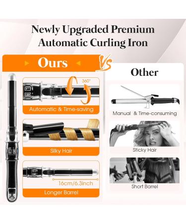 Hair Curler Automatic Curling Iron: 1.1inch Waver Hair Tool with 30s Instant Heat - Rotating Curling Wand Black - Buy Online on GoSupps.com