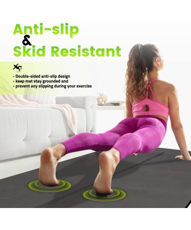 GOGOKIWI Large Non-Slip Yoga Mat 6'x4'/3' | Extra Wide 1/4 Inch Thick Workout Mat for Home Gym | Ideal for Yoga, Pilates, Stretching & Fitness | Just Black - Buy Online on GoSupps.com