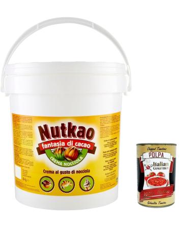 Italian Gourmet E.R. Nutkao Nocciola Cream XXL Nougat Hazelnut Cream Bucket of 6 kg + Gourmet Italian Pulp Pulp 400 g