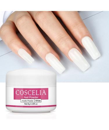 COSCELIA Powder For White 8g for 3D Nail Extensions No Lamp Required A01-003