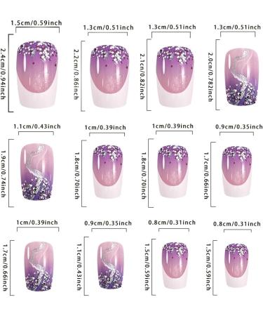 Spring and summer flash nail tips wearable nails taro purple nail art French nail tips white edge European and American wearable nails false nail patches 1 count (Pack of 1) - Buy Online on GoSupps.com