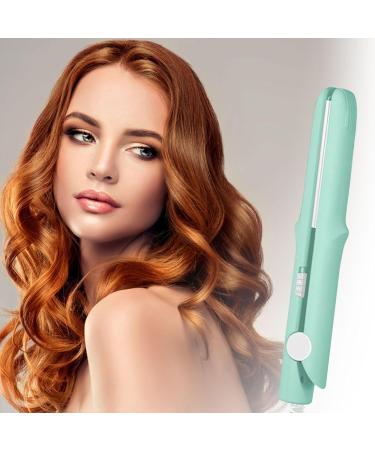 Travel Curling Iron 1 Inch Mini | 2-in-1 Ceramic Wand & Flat Iron | Fast Heat-Up | Travel Size Curler for All Hair Types - Mint Green - Buy Online on GoSupps.com