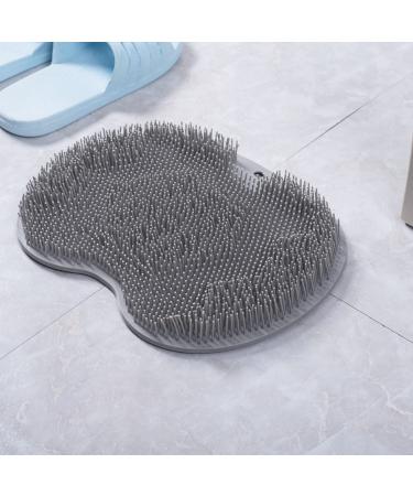 Back/Feet Scrubber for Shower Silicone Shower Brush with Suction Cup for Cleaning & Exfoliating Skin Floating Body Long Bristles for Wet or Dry Brushing Cleans The Body Easily 30 25cm (Gray)