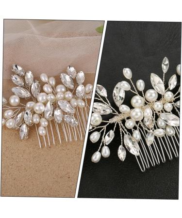 DOITOOL Bridal Headwear Bridal Side Comb Side Hair Comb Hair Pin Hair Comb for Bridal Bun Hair Comb Bridal Hair Comb Decorative Hair Comb Hair Clip Bride Pearl White Wedding Wig - Buy Online on GoSupps.com
