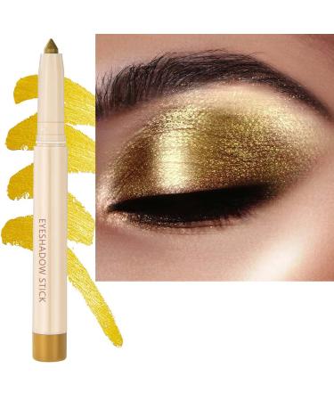 Metiplou Gold Eyeshadow Stick Makeup Cream Shimmer Smooth Glitter Eyeshadow Pencil  Hypoallergenic Waterproof Long Lasting Eyeshadow  Create High-Impact  Multi-Dimensional Eyes Look (Gold  12)