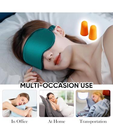 Premium Silk Sleep Mask with Ear Plugs & Hair Loop - Ideal Shading Blindfold for Men & Women (Pink & Dark Green) - International Shipping Available - Buy Online on GoSupps.com