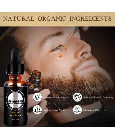 Beard Growth Kit 5-in-1 Grooming Set for Men - Includes Oil, Balm, Comb, Scissors, and Brush - Beard Care & Shaving Essentials - Christmas Gifts for Men - Buy Online on GoSupps.com