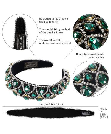 QIANXUAN Crystal Rhinestone Headband for Women | White Pearl Girls Headband | Handmade Velvet Jewelry Hairband with Pearly Flower Design - Buy Online on GoSupps.com