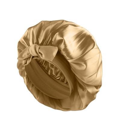 Abeillo Silk Sleep Bonnets for Women 1PC Adjustable Satin Night Sleeping Cap Soft Elastic Band Silk Bonnets for Sleeping Hair Bonnet with Tie Band for Curly Hair Braid Women (Gold) - Buy Online on GoSupps.com