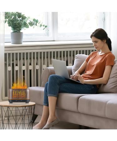NEWYID Aromatherapy Diffuser with 5 Essential Oils, Flame Light, 3 Mist Modes, 4 Timers, Waterless Auto-Off, Dark Wood Essential Oil Diffuser for Home - Buy Online on GoSupps.com