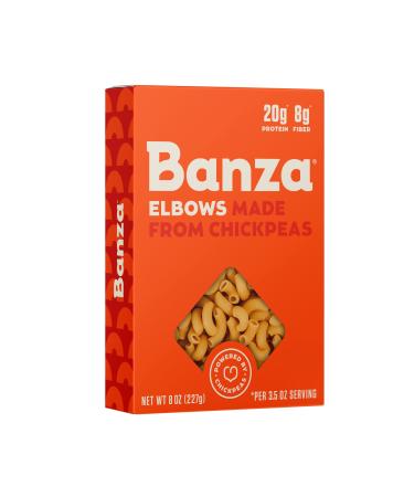 BANZA Chickpea Pasta  High Protein Gluten Free Healthy Pasta  Elbows, 8 Ounce (Pack of 6) (PAS103)