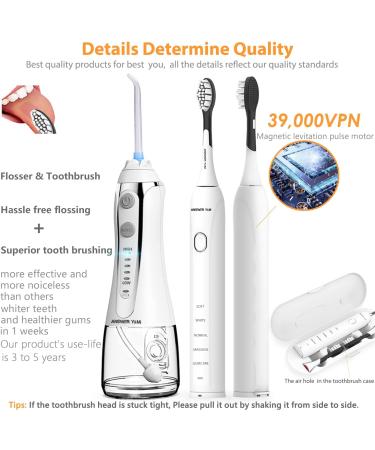 Cordless Water Flosser & Electric Toothbrush Combo for Whiter Teeth and Healthier Gums - Ideal for Oral Braces - Buy Online on GoSupps.com