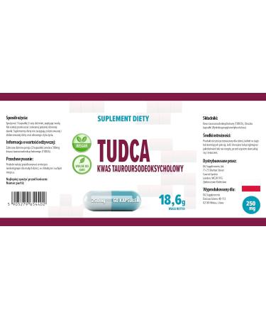  Hepatica TUDCA (Tauroursodeoxycholic acid) 250 mg 60 Vegan Highly Dosed Gluten Free and GMO Free Capsules - Buy Online on GoSupps.com