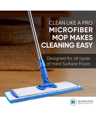 Professional Microfiber Mop for Hardwood, Laminate, Tile, Vinyl Floors | Washable Pads | Adjustable Handle + 1 Microfiber Cloth - Buy Online on GoSupps.com