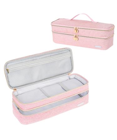 Double-Layer Travel Carrying Case Compatible with Revlon One-Step Hair Dryer Brush/Dyson Airwrap Styler/Volumizer/Hot Tools Portable Storage Organizer Bag For Shark FlexStyle Attachment Pink(Bag Only)