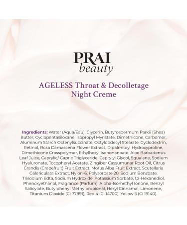 PRAI Beauty Ageless Throat & Decolletage Night Creme | Neck Firming Cream For Overnight Use | Cruelty & Paraben-Free Neck Tightening Cream with Retinol | Neck Cream for Tightening and Firming | 4.0 Oz 4 FL Oz (Pack of 1) - Buy Online on GoSupps.com