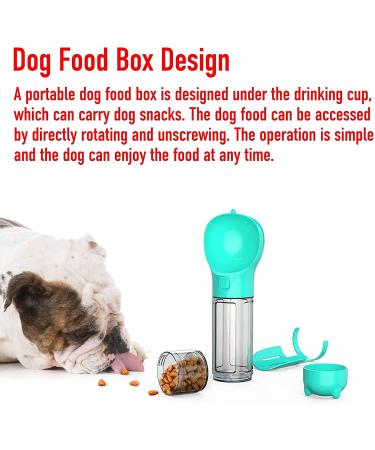 4-in-1 Dog Water Bottle with Whistle, Food Container, Poop Shovel & Garbage Bag - Portable Pet Travel Cup - 10oz (300ml) - Blue - Buy Online on GoSupps.com