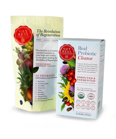 Real Probiotic Cleanse - 90 Organic Capsules - Get Real Nutrition by Jordan Rubin - Milk Thistle - Schisandra - Sunflower - Aloe Vera