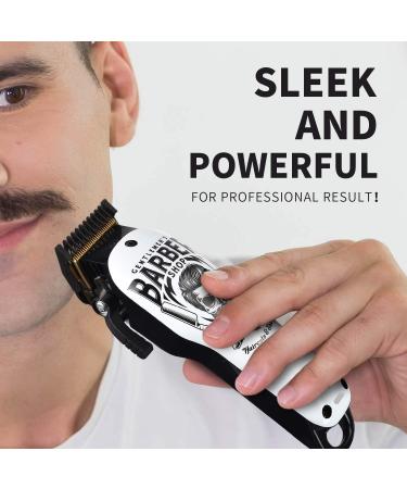 BESTBOMG Professional Cordless Hair Clippers Kit with 6 Guide Combs - Rechargeable Beard Trimmer for Men/Father/Husband/Boyfriend - Y4-White - Buy Online on GoSupps.com