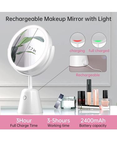 Rechargeable Lighted Makeup Mirror with 1X/7X Magnification, 3 Color Lighting, 270 Rotation - Adjustable Height Vanity Mirror for Beauty Routine - Buy Online on GoSupps.com