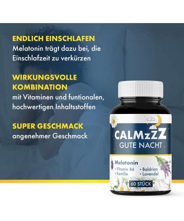 Calmzz Good Night Melatonin Gummy Bears - 60 Pieces 0.5 mg High Dose Fruit Gummies for Sleep | Natural Sleep Aid - Buy Online on GoSupps.com