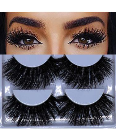 5 Pairs 3D Mink Lashes Natural Fluffy False Eyelashes 25mm Long Strip Lashes Handmade Cruelty-Free Fake Eyelashes for Makeup (K02) 5 Pair (Pack of 1)