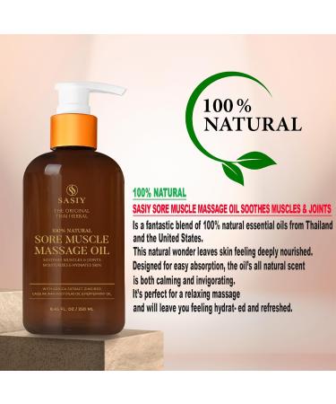 Original Thai Herbal Massage Oil - 100% Natural Sore Muscle Relief - Soothing & Refreshing Blend with Plai & Peppermint - 8.45 fl oz - International Shipping Available - Buy Online on GoSupps.com