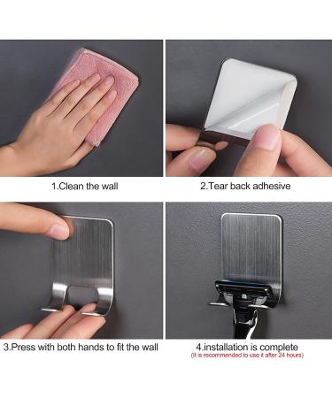 6 Stainless Steel Self-Adhesive Razor Holders - Waterproof Double Hooks for Shower Kitchen Bathroom & Towel Storage - Buy Online on GoSupps.com
