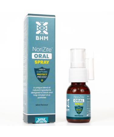 BHM NoriZite Oral Spray for Virus Protection Cold & Flu Blocker Sore Throat & Cough Relief Scientifically Proven New Long-Lasting Natural Barrier Natural Moisturising Formula (Mint Flavour 20ml) Oral Spray 20ml