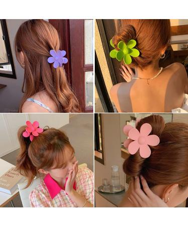 6 PCS Large Flower Hair Claw Clips for Women and Girls - Non Slip Matte Plastic Jaw Clips Barrettes for Thick Hair - Hair Accessories in 6 Colors - Buy Online on GoSupps.com