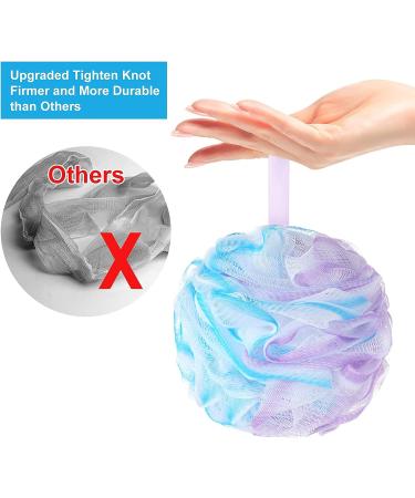 UPMSX SYHZC Bath Sponge Loofah 75g/PCS Set of 4 | Soft Shower Sponge | Exfoliating Body Scrubber for Women and Men | Extra Large Mesh Poufs | Flower Color (Green-Purple-Large) - Buy Online on GoSupps.com