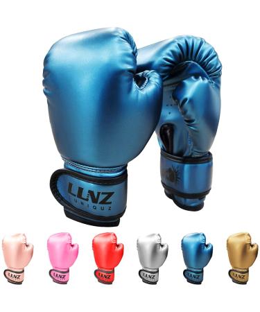 Luniquz Boxing Gloves for Kids Youth, 4 6 8 oz Punching Bag Gloves for Boys Girls Sparring, 6 OZ Blue