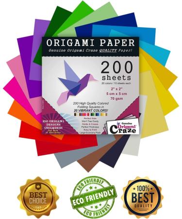 Origami Paper 200 Sheets - 2-inch Square Sheets - 20 Colors - Arts and Crafts - Includes 100 Design E-Book - Buy Online on GoSupps.com