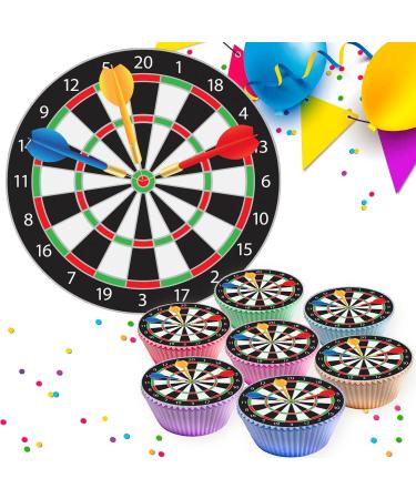 DART DARTBOARD ARROWS EDIBLE ICING CUPCAKE TOPPERS DECORATIONS x 24 - Buy Online on GoSupps.com