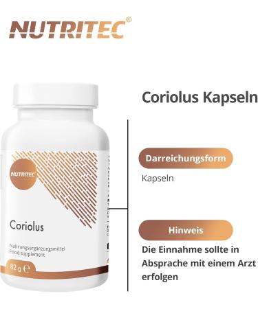 Nutritec Coriolus Vital Fungus Capsules - 120 Vegan Dietary Supplements with Butterfly Straws & Acerola Extract | Additive-Free Quality - Buy Online on GoSupps.com