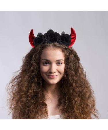 Beaupretty Halloween Horn Headband Horn Flower Headbands Gothic Black Horn Devil Hair Accessories for Halloween Costume - Buy Online on GoSupps.com