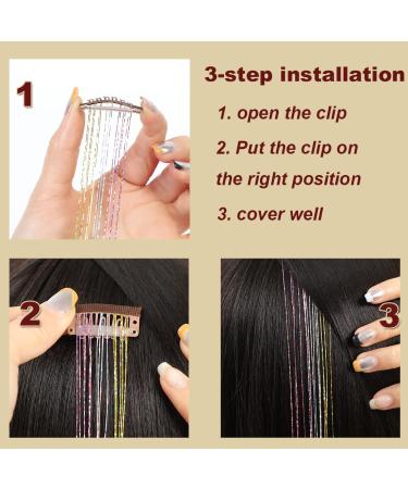 6Pcs Mix Color Hair Tinsel Clip in Kit - Sparkle Glitter Extensions for Women, Girls, Kids - Festival Party Dazzle Accessories - Buy Online on GoSupps.com