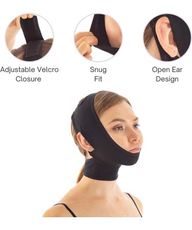 Chin Compression Garment Strap Band Face Lift - Neck Cover Face Compression (M Black) - Buy Online on GoSupps.com