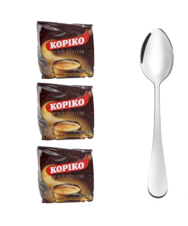 Kopiko 3 in 1 Coffee Mix (3 packs of 10 each/7 oz) PLUS bonus ss coffee spoon