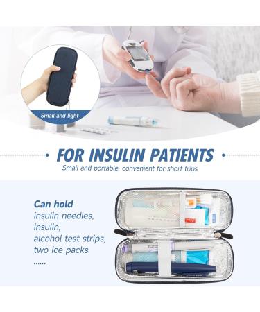 YOUSHARES Insulin Cooler Travel Case - Small EVA Diabetic Organizer with Ice Pack - Navy Blue - Buy Online on GoSupps.com