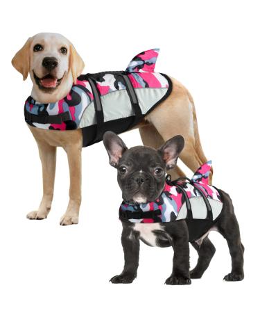 Alagirls size adjustable dogs life jacket with rescue handle dog swimming jacket for swimming navigation booting aladlj001 pinkcamo xxl XXL: 74-84cm (chest circumference) pink camouflage