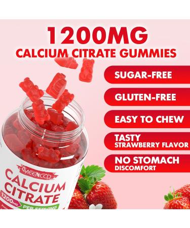Calcium Citrate Gummies 1200mg - Chewable Calcium Supplement for Women & Men Ultimate Absorption for Muscle & Immune Support Vegan Strawberry Flavor 60 Count - Buy Online on GoSupps.com