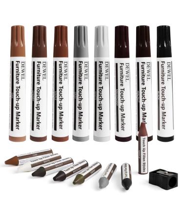 DEWEL Furniture Markers Touch Up, 17 Pcs Wood Scratch Repair Kit, Upgrade Wood Furniture Repair Markers and Wax Sticks for Stains, Scratches, Wood Floors, Tables, Bedposts - Buy Online on GoSupps.com