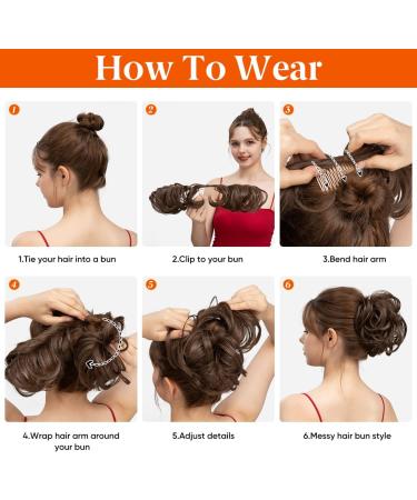 SARLA Messy Bun Hair Piece Side Comb Clip in Synthetic Hair Bun Hairpiece for Women Dark Brown Short Curly Wavy Versatile Adjustable Styles Easy Hair pieces Dark Brown-C - Buy Online on GoSupps.com