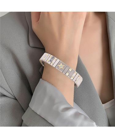 OralGos Rhinestone Stretch Bracelets - Sparkling Tennis Bangles & Stainless Steel Stackable Jewelry - Buy Online on GoSupps.com