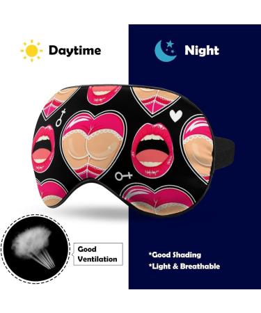 Booty Lips Heart Soft Sleep Mask for Women - Funny Love Pattern Blackout Eye Mask with Adjustable Straps | Travel-Friendly Sleep Solution - Buy Online on GoSupps.com