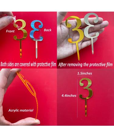 0-9 Number For Cake Topper Suitable For Birthday Party Wedding Anniversary Acrylic Material Reusable Number Cake Topper - Buy Online on GoSupps.com