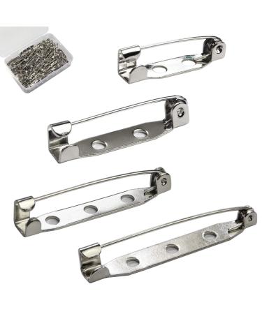 Bar Pins Brooch Clasp Pin Backs Safety Pin 120 Pieces Silver for Name Tags  Badges (4 Sizes 20mm 25mm 32mm 38mm) 4 Sizes 120pc